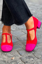 Scarpe da Donna Decollete T-Strap con Tacco Basso Comodo