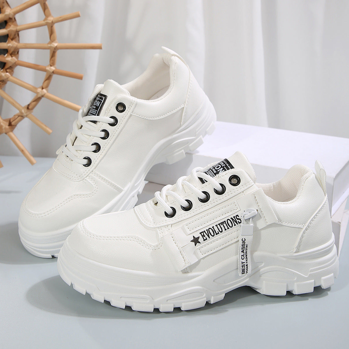 Sneakers Donna Chunky Casual con Suola Alta Spessa in similpelle