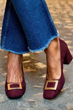 Scarpe da Donna Decollete con Tacco Largo Comodo e Fibbia