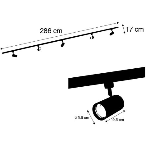 Sistema di illuminazione a binario moderno 5 faretti - Lori