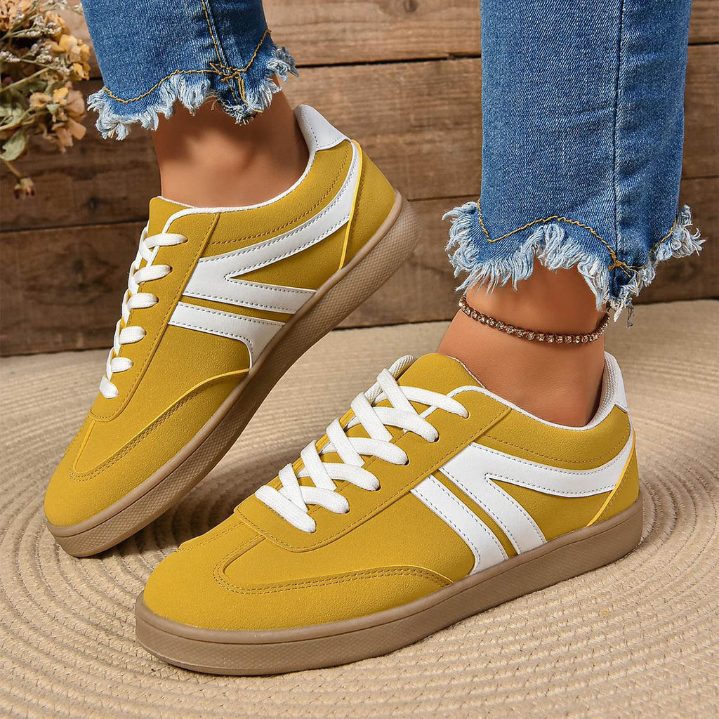 Sneakers Donna Casual Basse Stile Retrò con Suola Piatta Antiscivolo in similpelle