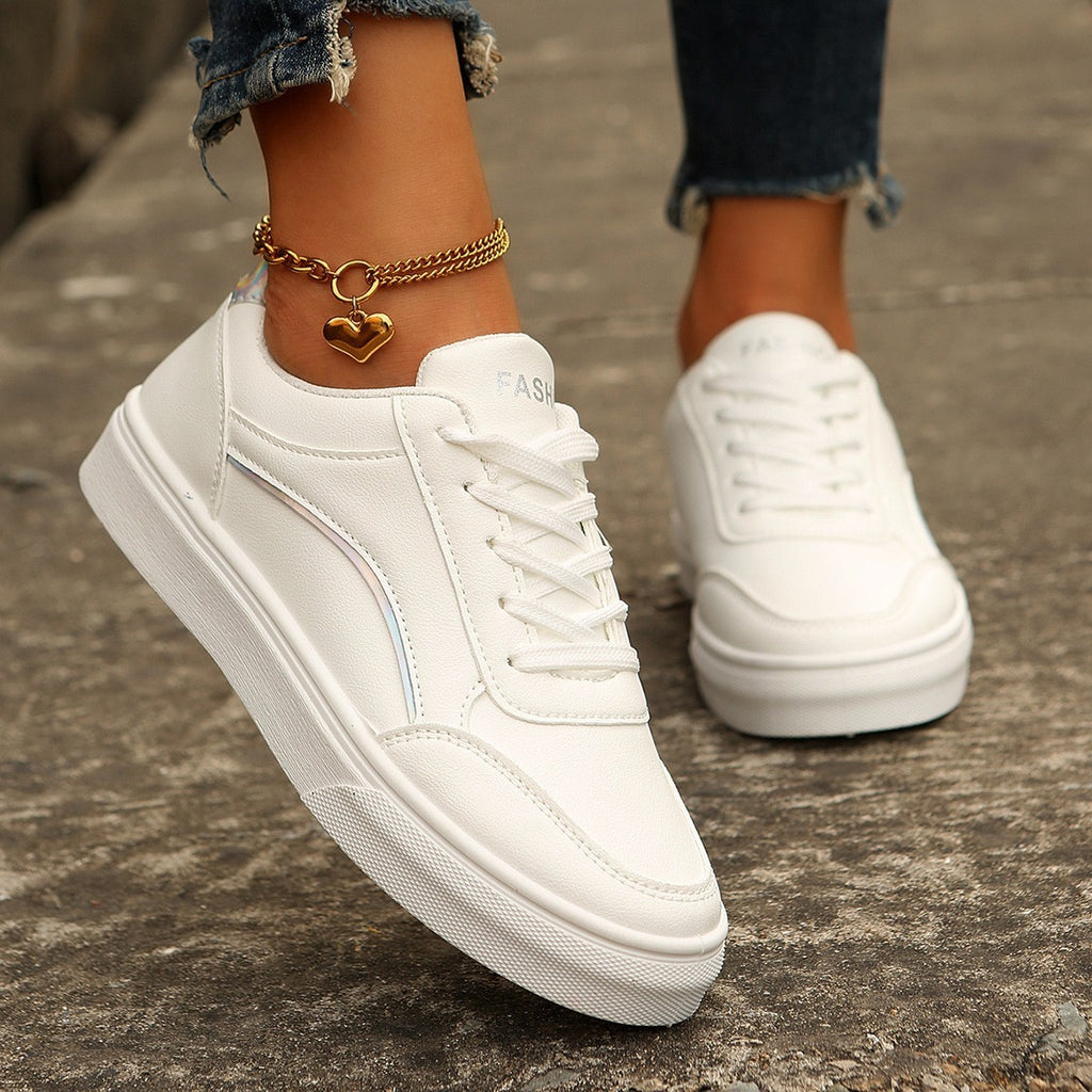 Sneakers Donna Casual Basse con Dettagli Metallizzati Dorati