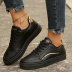 Sneakers Donna Casual Basse con Dettagli Metallizzati Dorati
