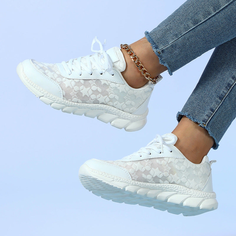 Sneakers Donna Casual Fantasia Floreale Traspirante in Pizzo Mesh