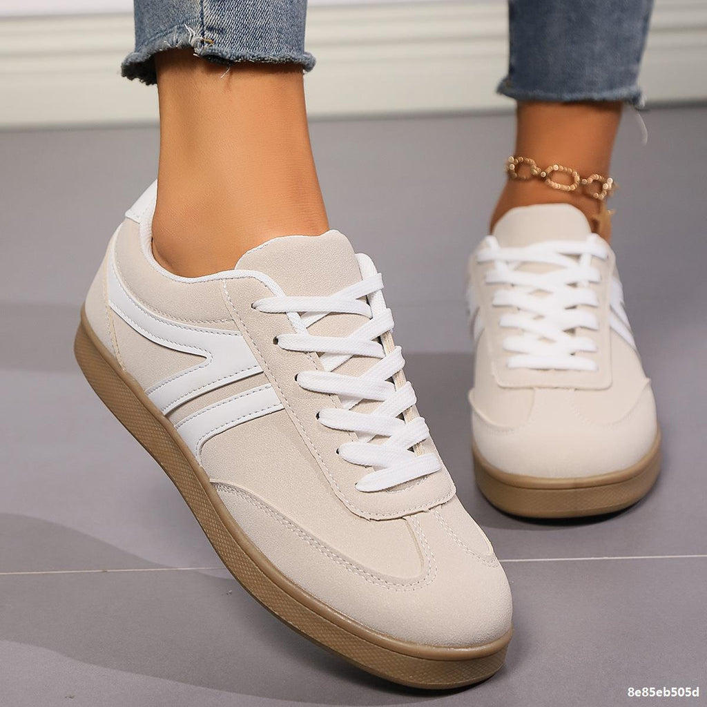 Sneakers Donna Casual Basse Stile Retrò con Suola Piatta Antiscivolo in similpelle