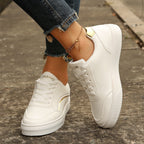Sneakers Donna Casual Basse con Dettagli Metallizzati Dorati
