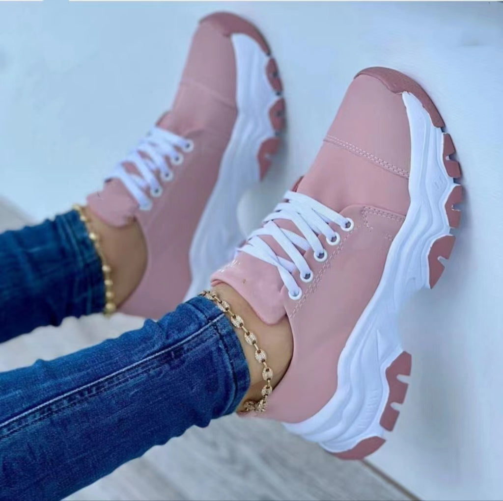 Sneakers Donna Casual Chunky con Suola Spessa Platform Comode in Camoscio Scamosciato