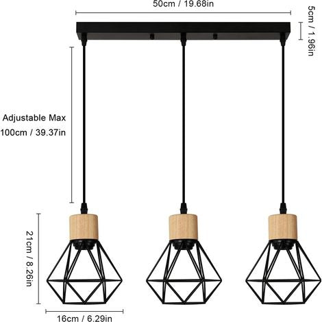 Lampade a sospensione 3 stile vintage industriale - Larry