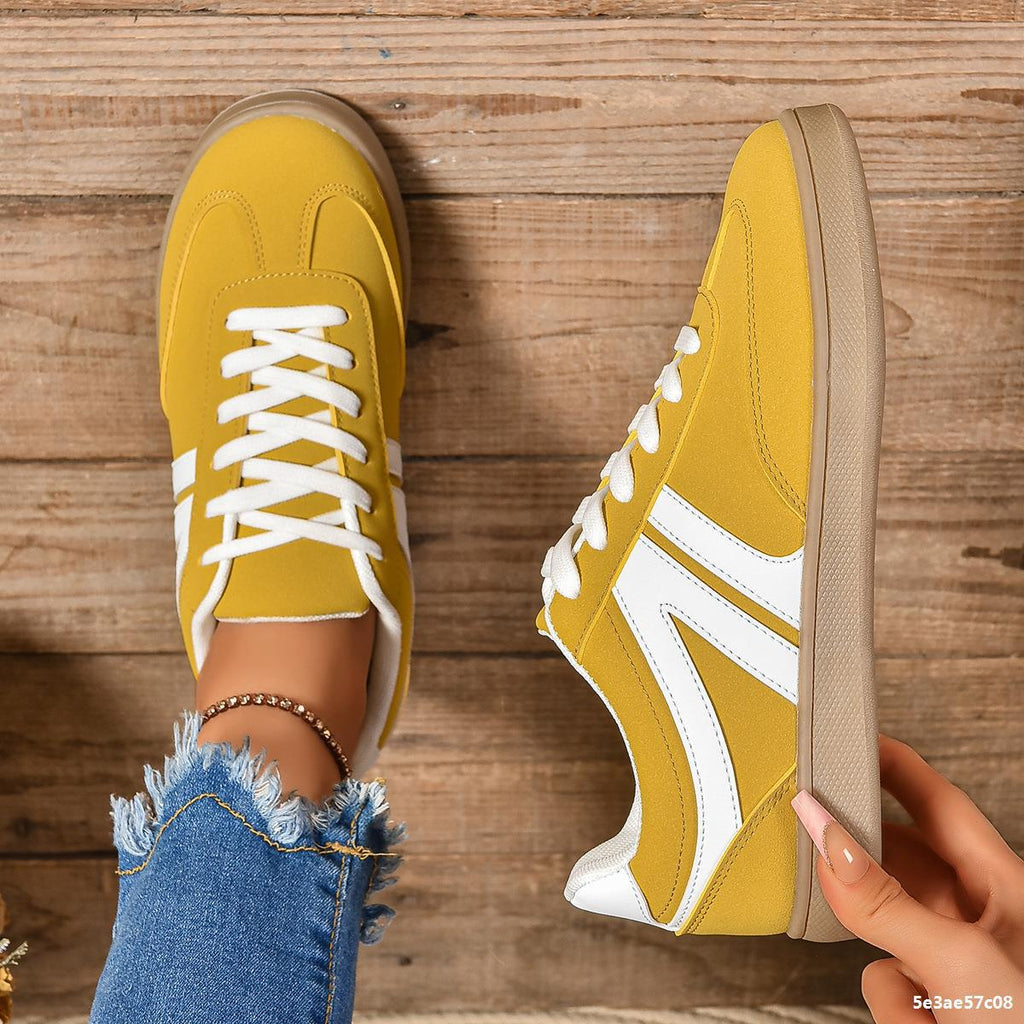 Sneakers Donna Casual Basse Stile Retrò con Suola Piatta Antiscivolo in similpelle