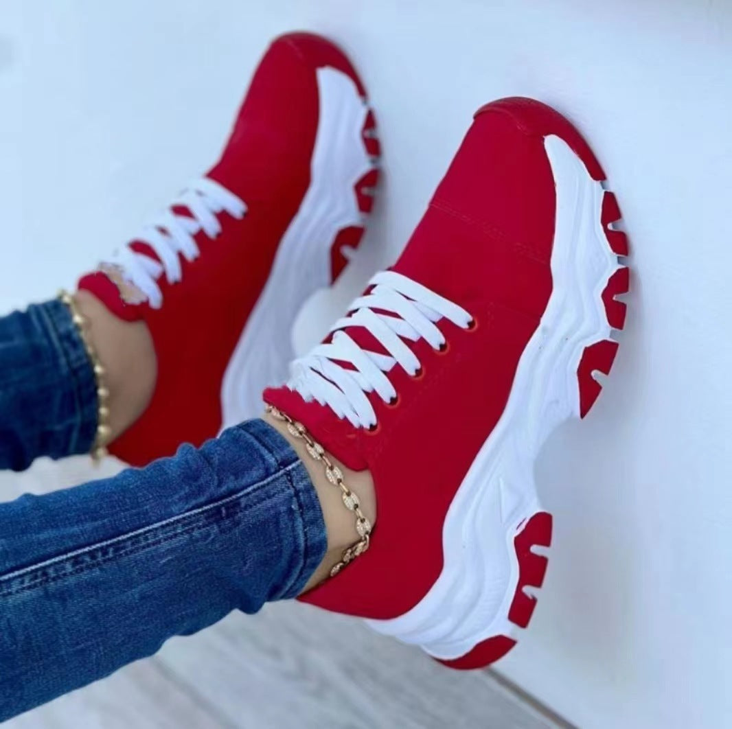 Sneakers Donna Casual Chunky con Suola Spessa Platform Comode in Camoscio Scamosciato