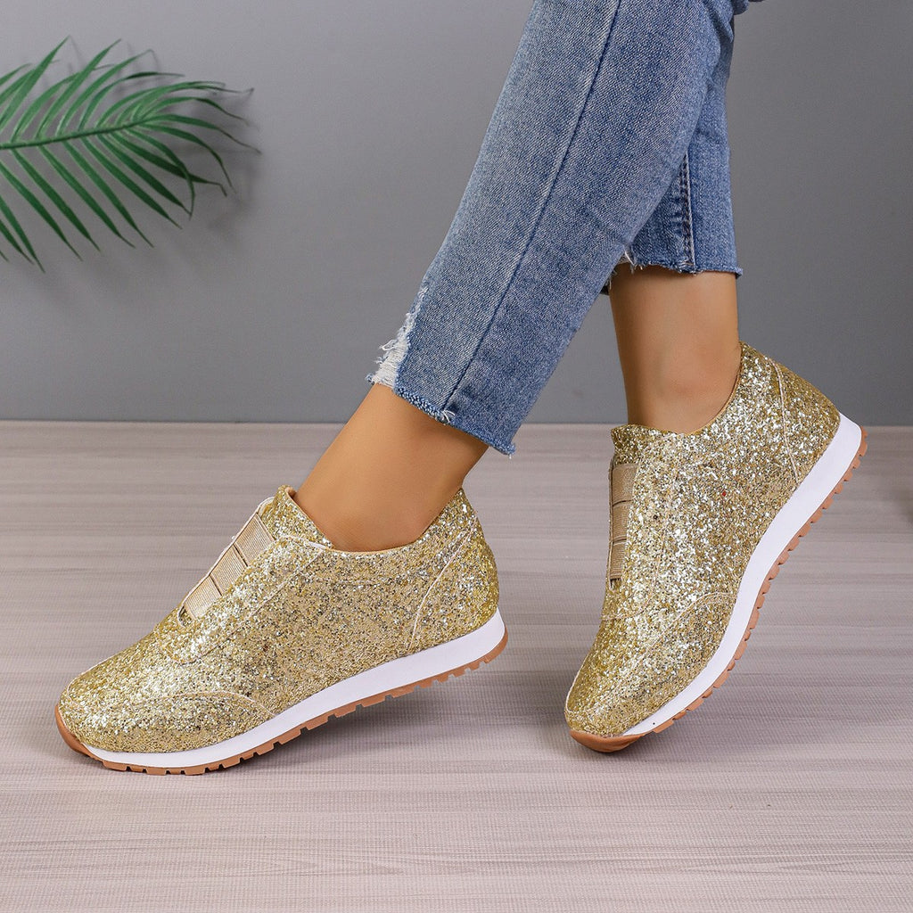 Sneakers Donna Eleganti Slip-On Comode Senza Lacci Glitter
