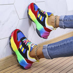 Sneakers Donna Casual Suola Spessa Platform Stile Chunky arcobaleno