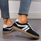 Sneakers Donna Casual Basse Stile Retrò con Suola Piatta Antiscivolo in similpelle