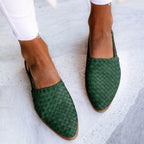 Sandali Donna Bassi Slingback Design Intrecciato a Punta