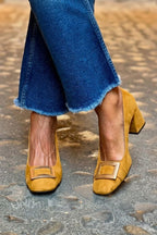 Scarpe da Donna Decollete con Tacco Largo Comodo e Fibbia