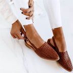 Sandali Donna Bassi Slingback Design Intrecciato a Punta
