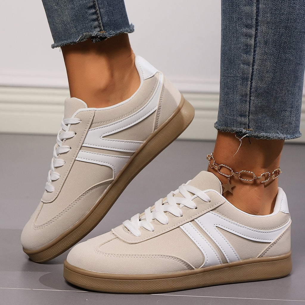 Sneakers Donna Casual Basse Stile Retrò con Suola Piatta Antiscivolo in similpelle