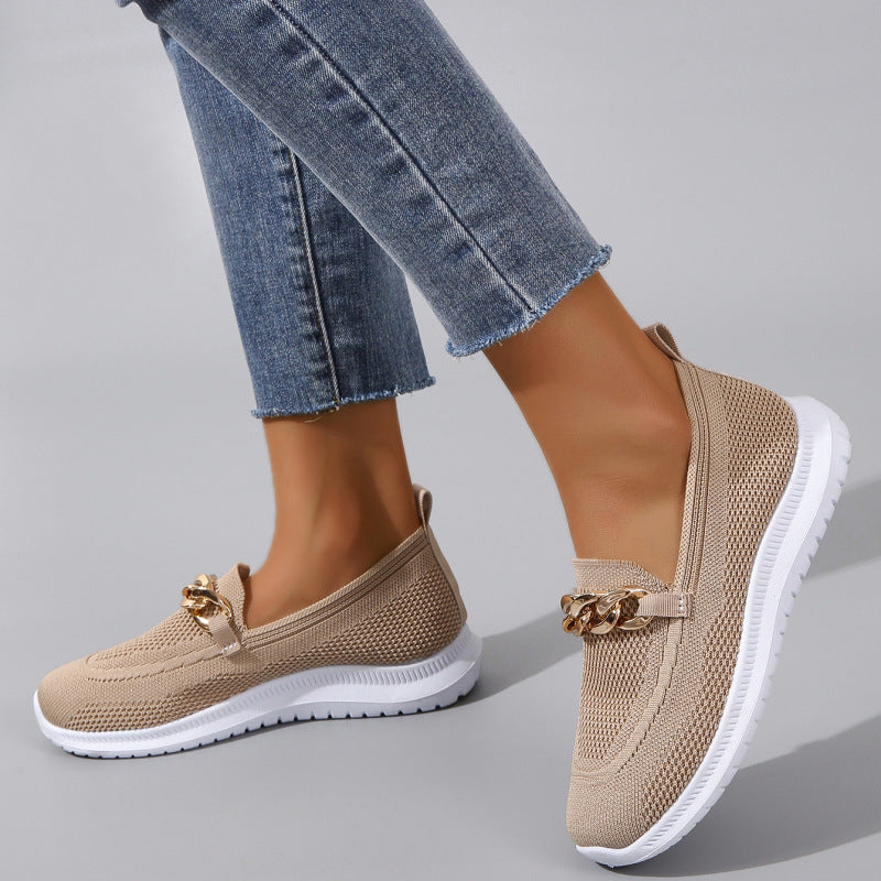 Mocassini Sneakers Donna Casual Slip-On con Suola Flessibile in Tessuto Mesh Traspirante