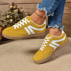 Sneakers Donna Casual Basse Stile Retrò con Suola Piatta Antiscivolo in similpelle