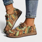 Scarpe Donna Mocassini Casual Slip On Fantasia Etnica con Lacci