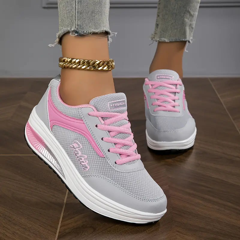 Sneakers Donna con zeppa Casual in similpelle