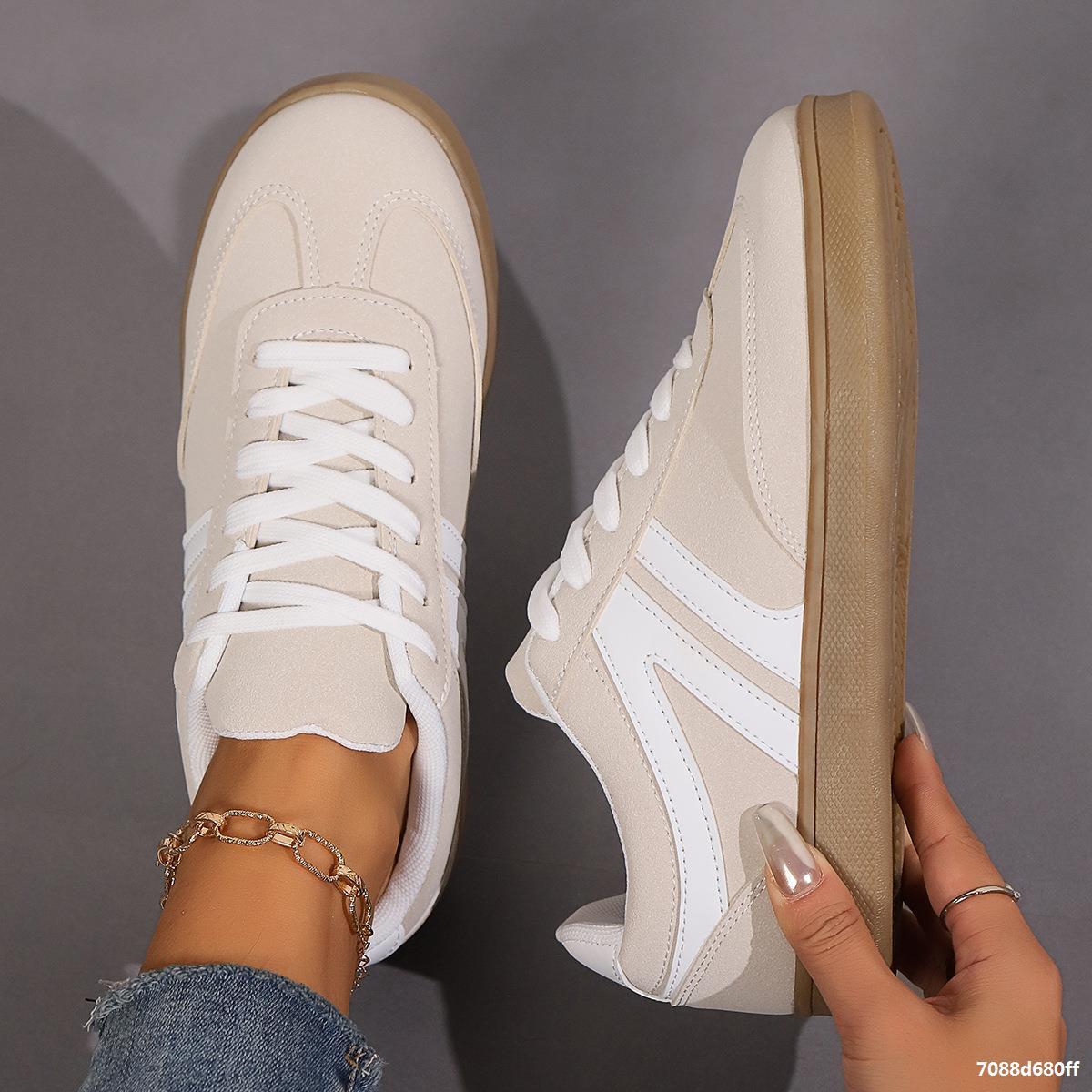 Sneakers Donna Casual Basse Stile Retrò con Suola Piatta Antiscivolo in similpelle