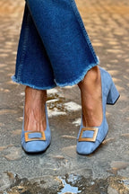 Scarpe da Donna Decollete con Tacco Largo Comodo e Fibbia