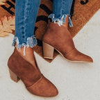 Stivaletti da Donna Ankle Boots con Punta Affusolata e Tacco Largo