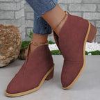 Stivaletti da Donna Ankle Boots con Punta Affusolata e Tacco Largo