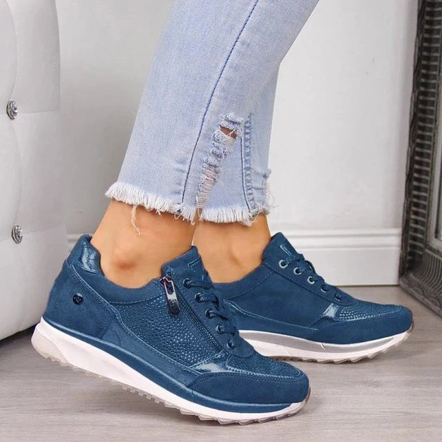 Sneakers da Donna con Cerniera Laterale Dettagli Metallizzati