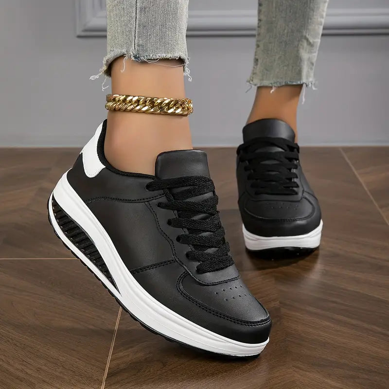 Sneakers Donna con zeppa Casual in similpelle