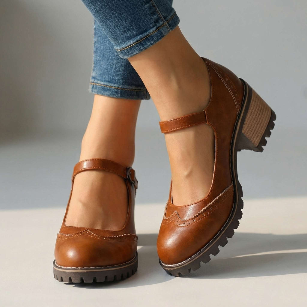 Scarpe Mary Jane da Donna con Tacco Largo