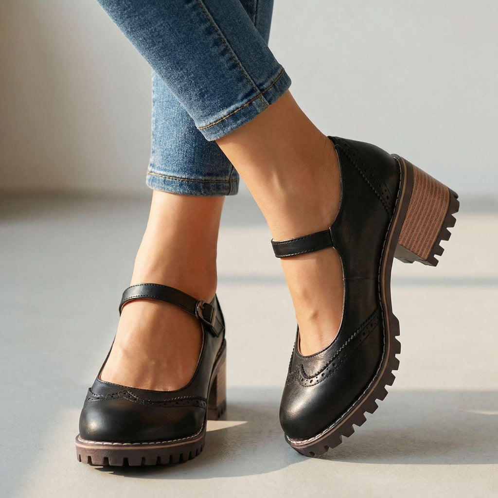 Scarpe Mary Jane da Donna con Tacco Largo
