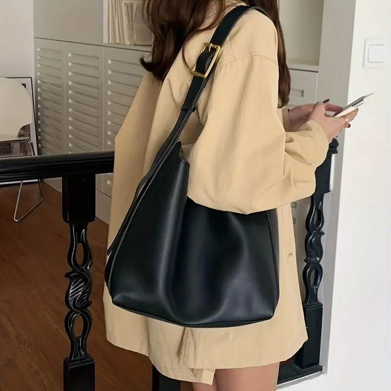 Geräumige, elegante Damen-Schultertasche – Bucket-Hobo-Bag