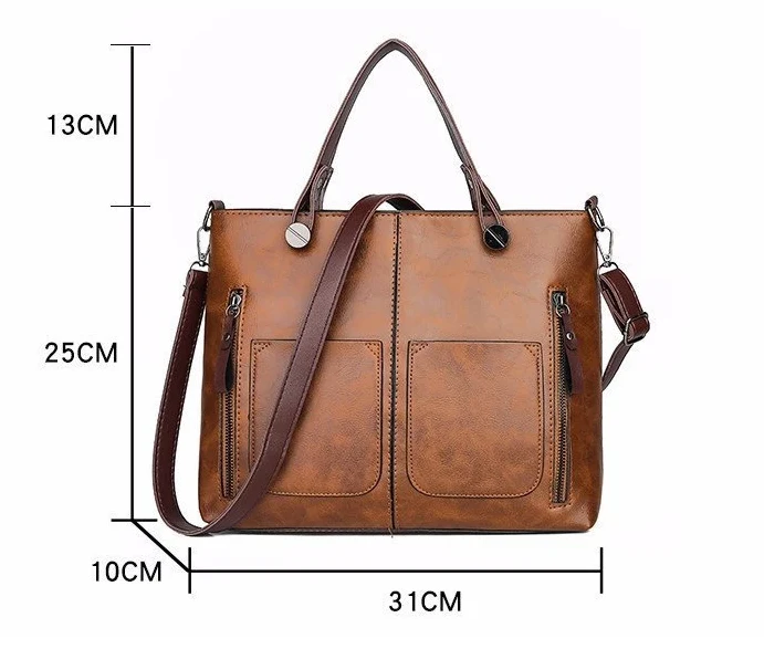 Damenhandtasche mit Schultergurt, geräumig, elegant, Vintage-Stil