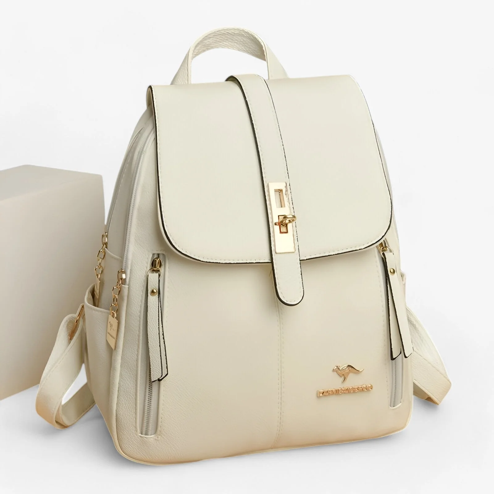 Zaino Donna Elegante in similpelle - Borsa Zainetto da Città e Lavoro con Dettagli Dorati