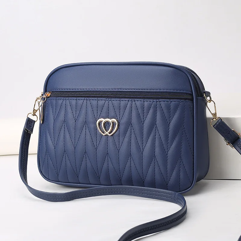 Borsa Donna a Tracolla Trapuntata - Tracollina Piccola con Dettaglio Cuore e Zip
