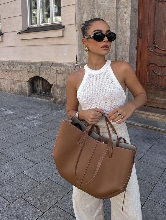 Borsa Shopper Donna con Doppi Manici Corti e Lunghi Tote Bag grande