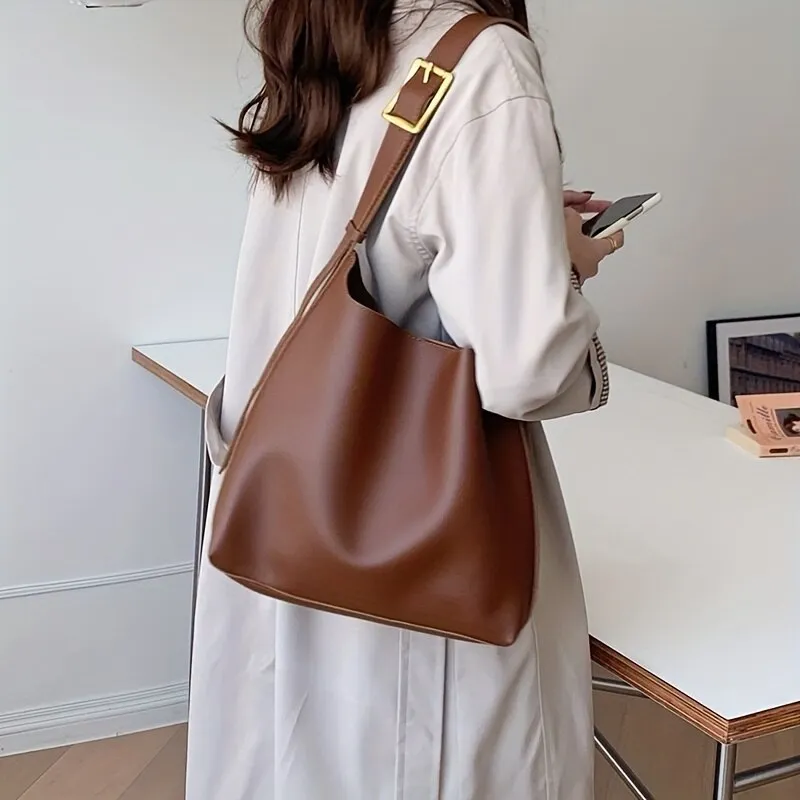 Geräumige, elegante Damen-Schultertasche – Bucket-Hobo-Bag