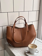 Damen Shopper mit doppelten kurzen und langen Henkeln, große Tote Bag