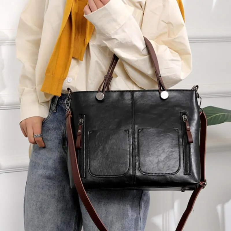 Damenhandtasche mit Schultergurt, geräumig, elegant, Vintage-Stil