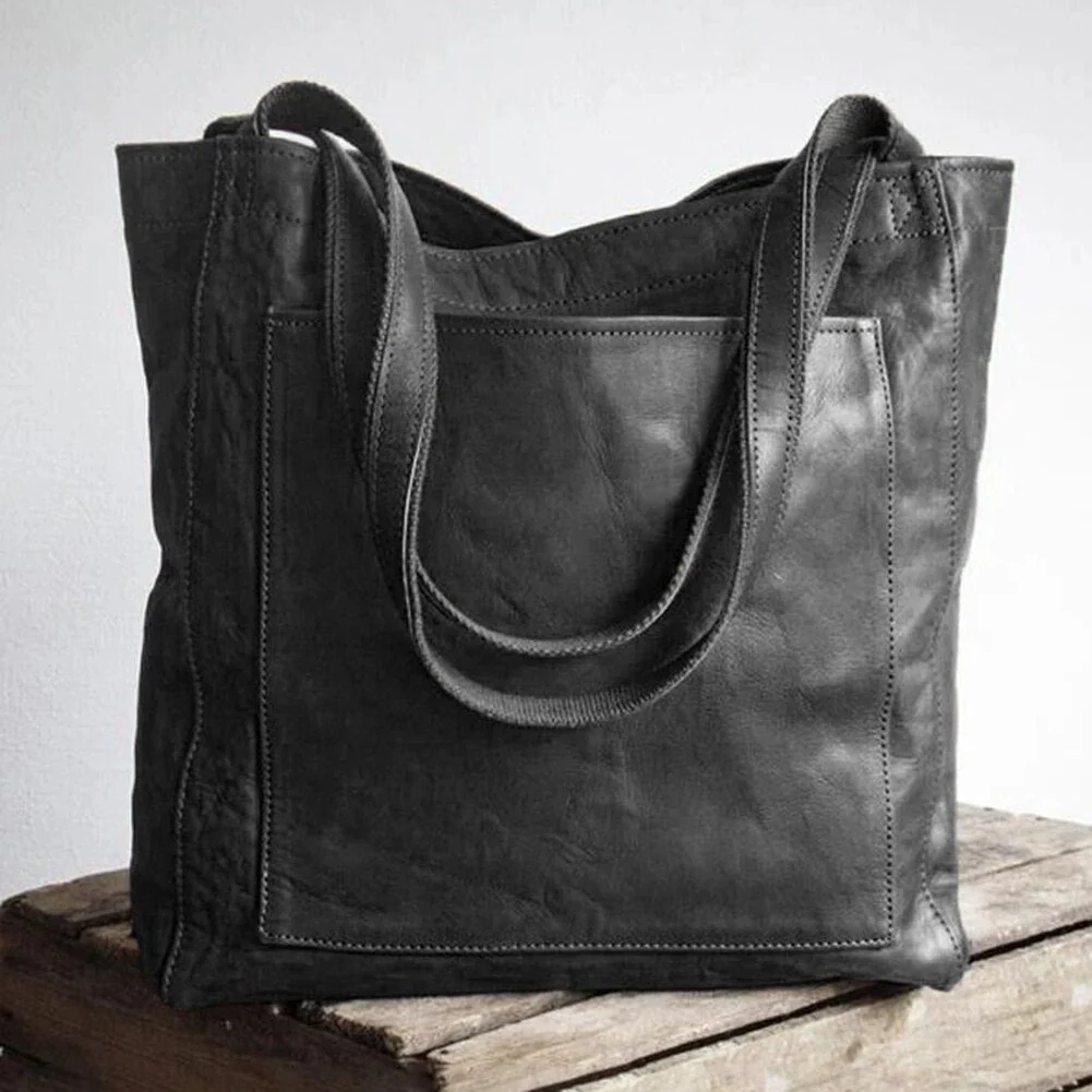 Große Damen Shopper-Tasche - Geräumige Vintage-Handtasche aus Kunstleder