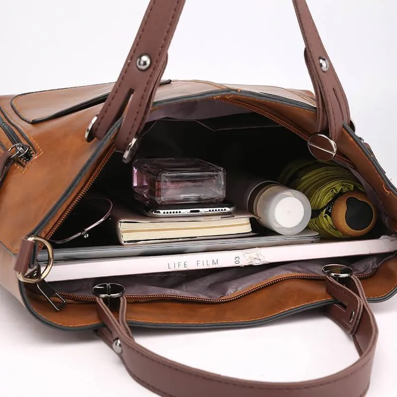 Damenhandtasche mit Schultergurt, geräumig, elegant, Vintage-Stil