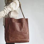 Große Damen Shopper-Tasche - Geräumige Vintage-Handtasche aus Kunstleder
