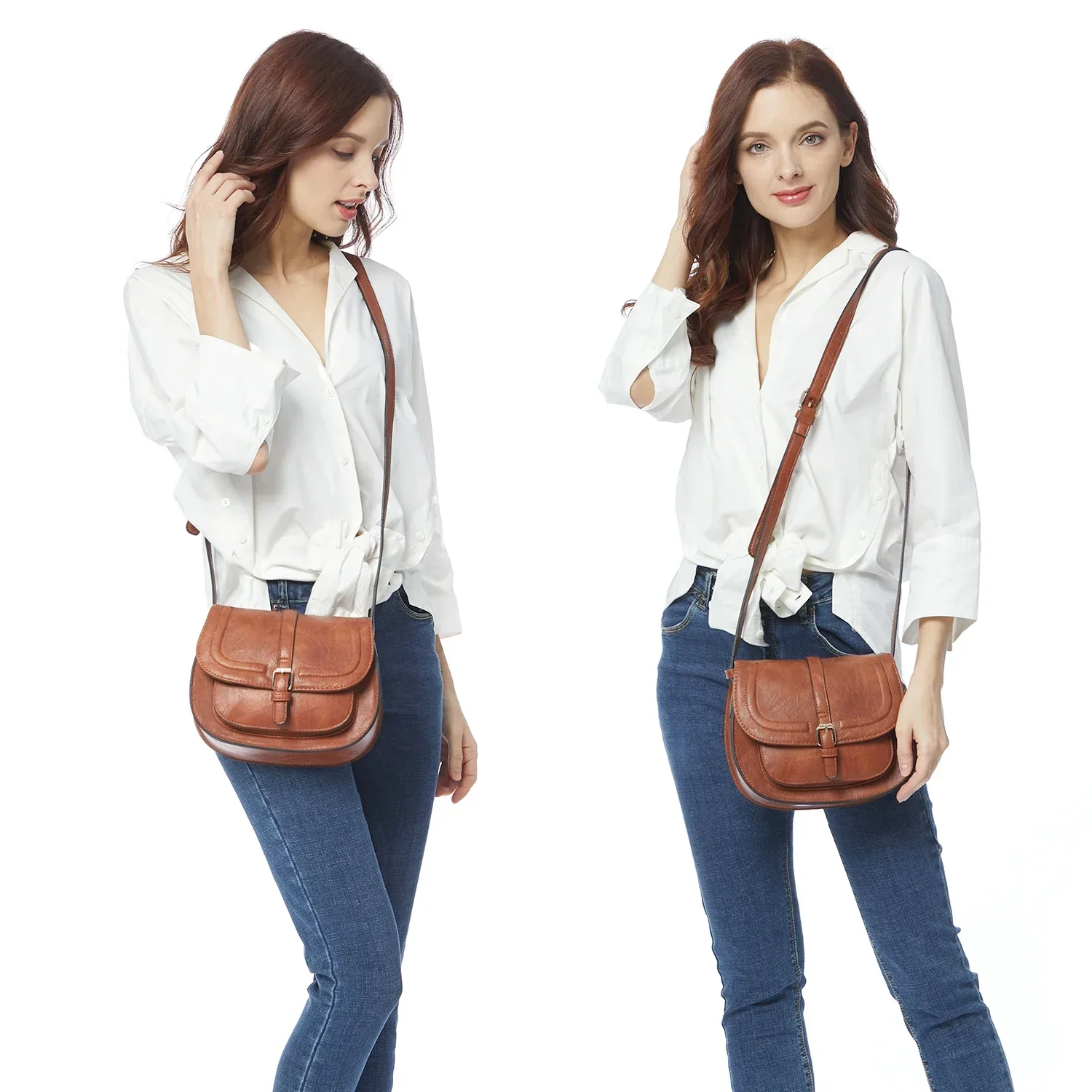 Borsa a Tracolla Donna in Cuoio Stile Saddle Bag Vintage