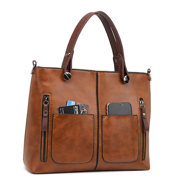 Damenhandtasche mit Schultergurt, geräumig, elegant, Vintage-Stil